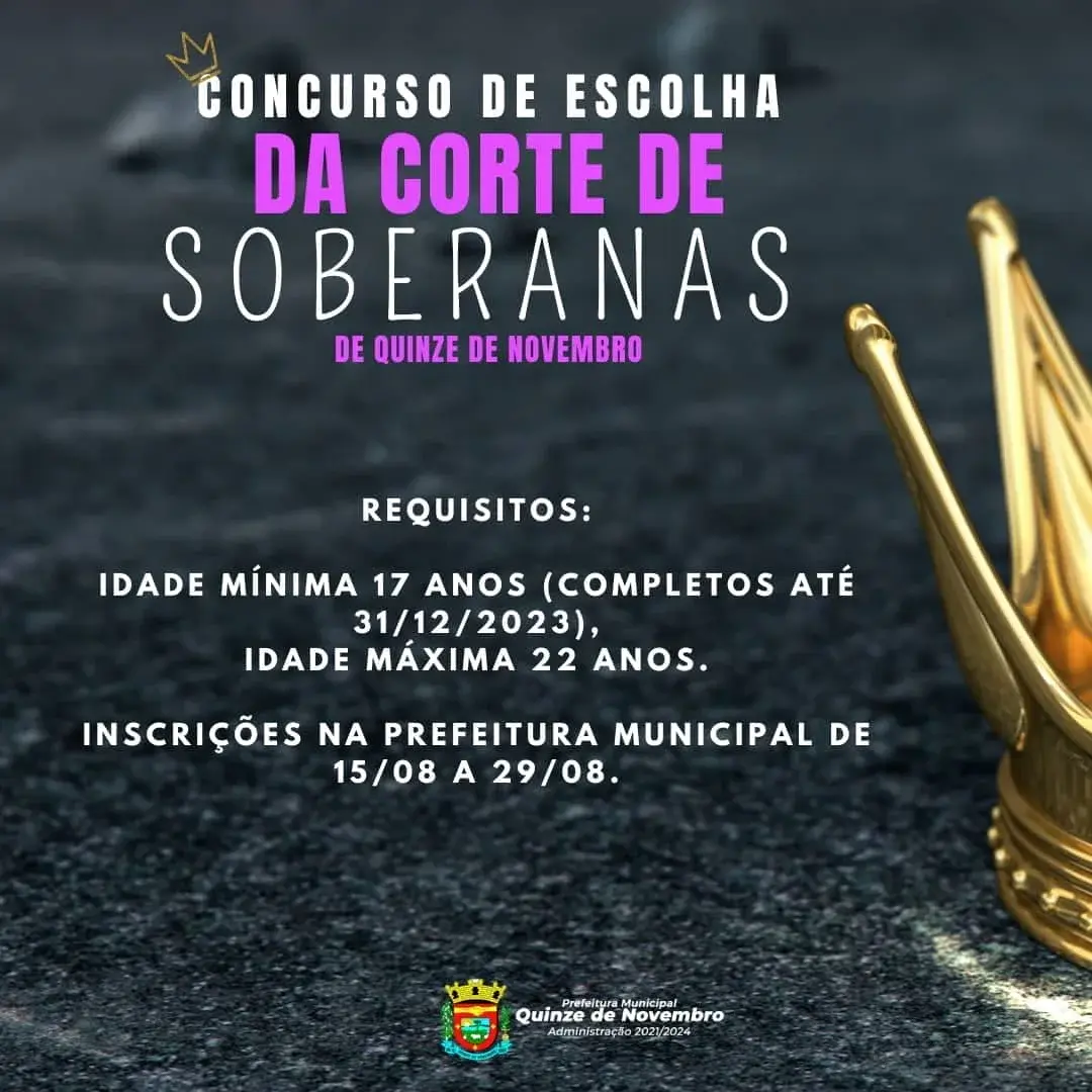 Novas Soberanas: Inscrições Abertas para o Concurso de Escolha em Quinze de Novembro