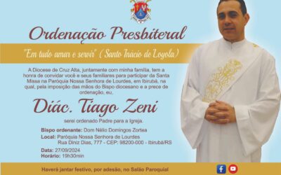 Diácono Tiago Zeni será ordenado presbítero em Ibirubá