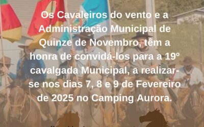 19ª Cavalgada Municipal Terra das Águas inicia nesta sexta-feira em Quinze de Novembro