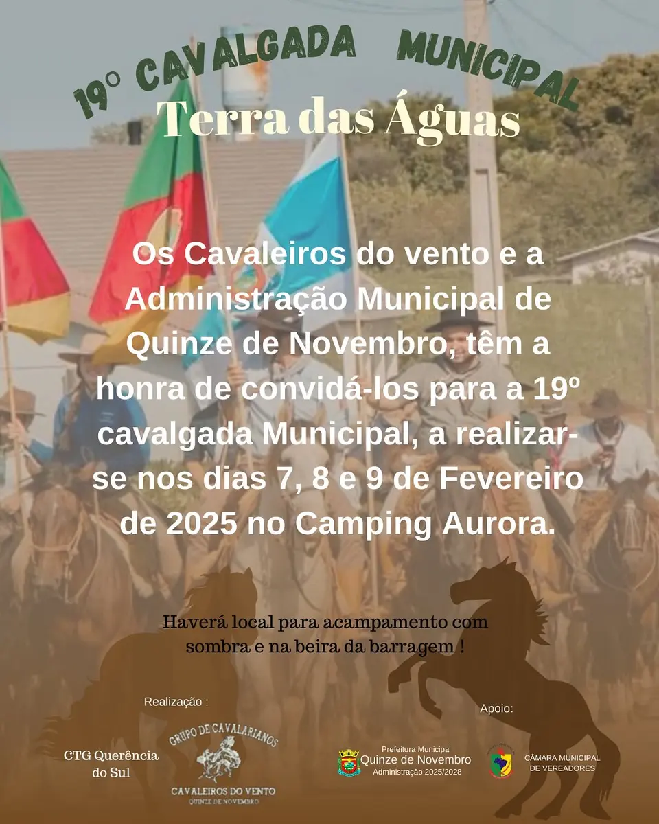 19ª Cavalgada Municipal Terra das Águas inicia nesta sexta-feira em Quinze de Novembro