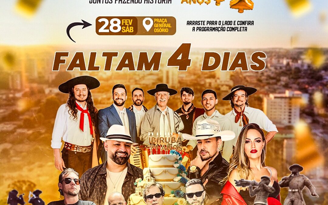 Ibirubá celebra 71 anos com grande festa na Praça General Osório neste sábado