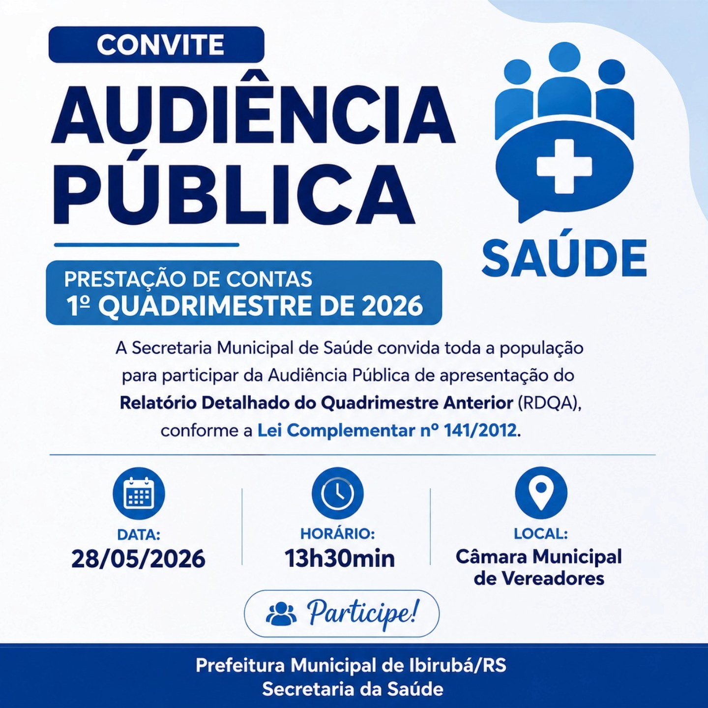 Secretaria de Saúde de Ibirubá realiza audiência pública de prestação de contas nesta quinta-feira