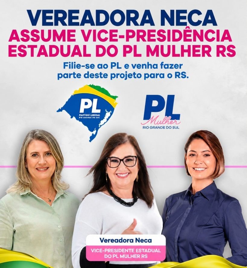 Vereadora Marina Fátima Trennepohl Crestani, de Não-Me-Toque assume vice-presidência estadual do PL Mulher RS